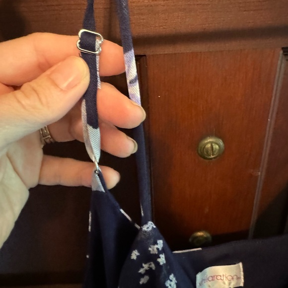 Xhilaration Size XL Ruffled Navy Flower Spaghetti Strap Dress - Picture 4 of 7